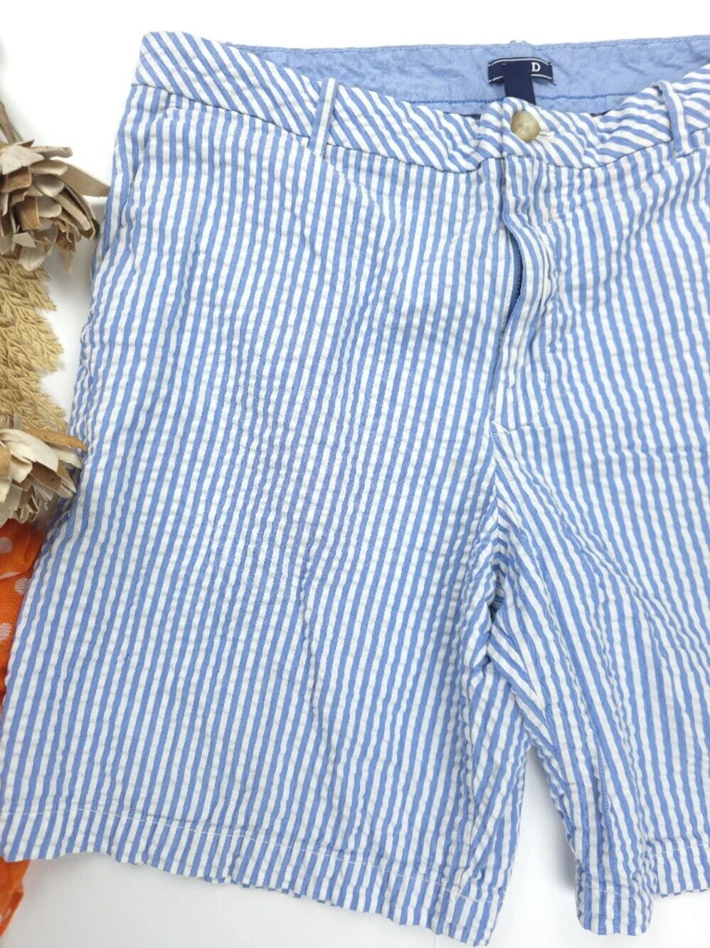 Izod Men's Blue and White Striped Seersucker Shorts Sz 36